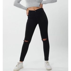 High rise high waisted black skinny jeans